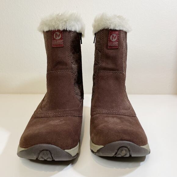 NWT Merrell Womens Suede Ryeland Tall Polar Waterproof Boot Espresso Brown Sz 6 - Picture 4 of 9